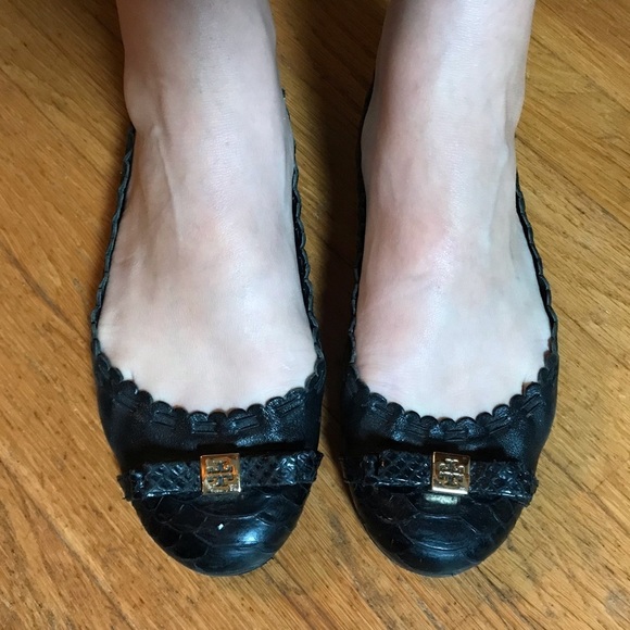 Tory Burch Ballet Flat Cap Toe Black 7.5 M - Picture 10 of 11